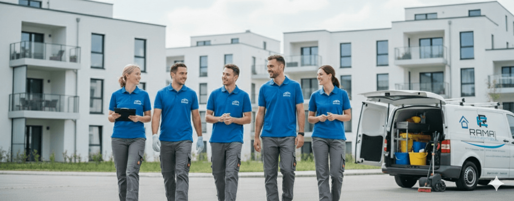 RAMA Dienstleistungen Team – Professionelles Reinigungsteam steht für Qualität, Zuverlässigkeit und Detailgenauigkeit bei Reinigungs- und Facility Services.